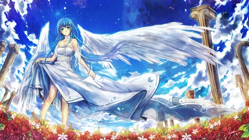 Blue-haired Angel Woman — Blue, Dramatic