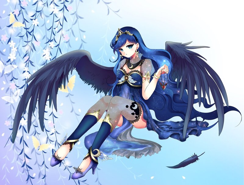 Blue-haired Angel Woman — Blue, Serene