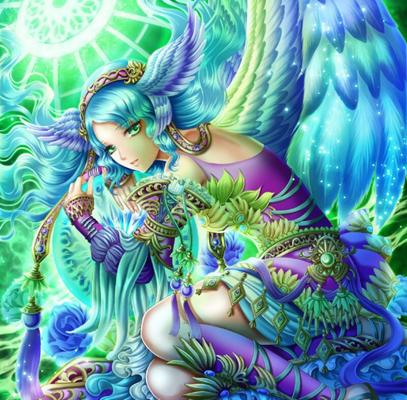 Blue-haired Angel Woman — Purple