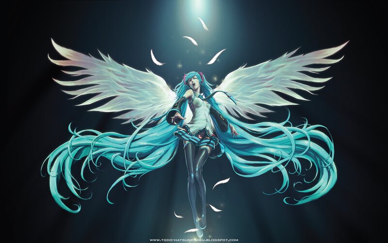 Blue-haired Angelic Figure — Cyan, Dramatic, Night