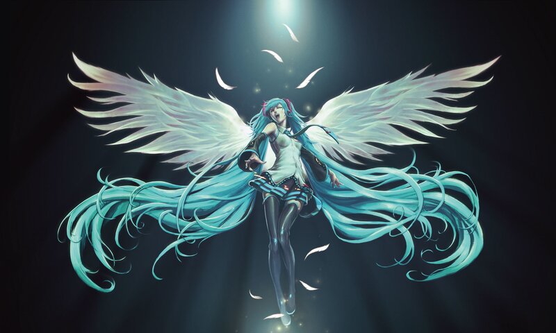 Blue-haired Angelic Figure