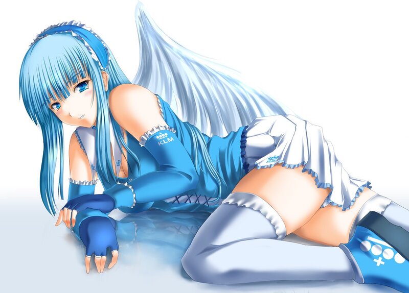 blue-haired anime angel girl