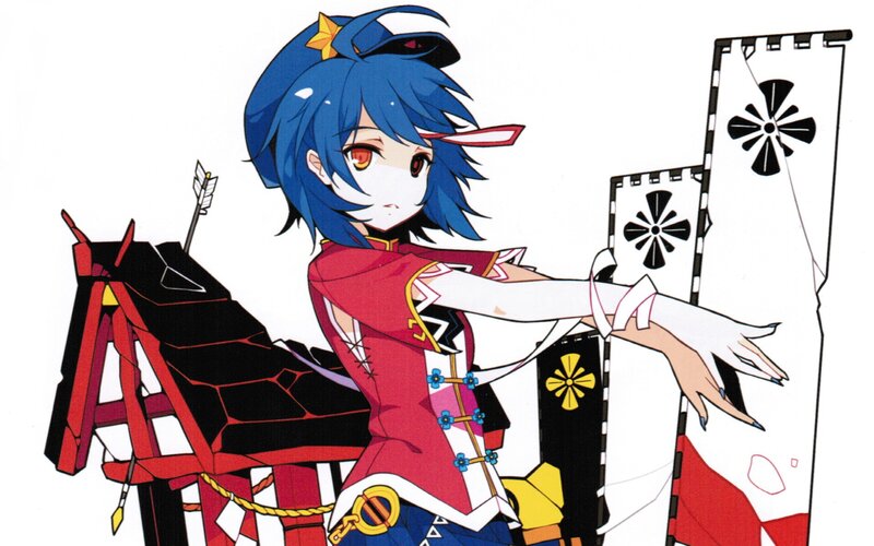 blue-haired anime archer