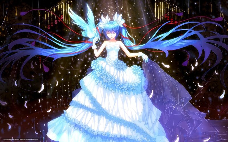 blue-haired anime bride