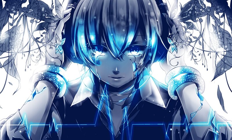 blue-haired anime character
