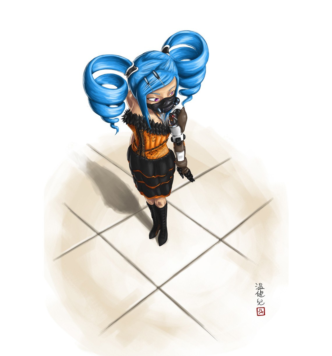 blue-haired anime character