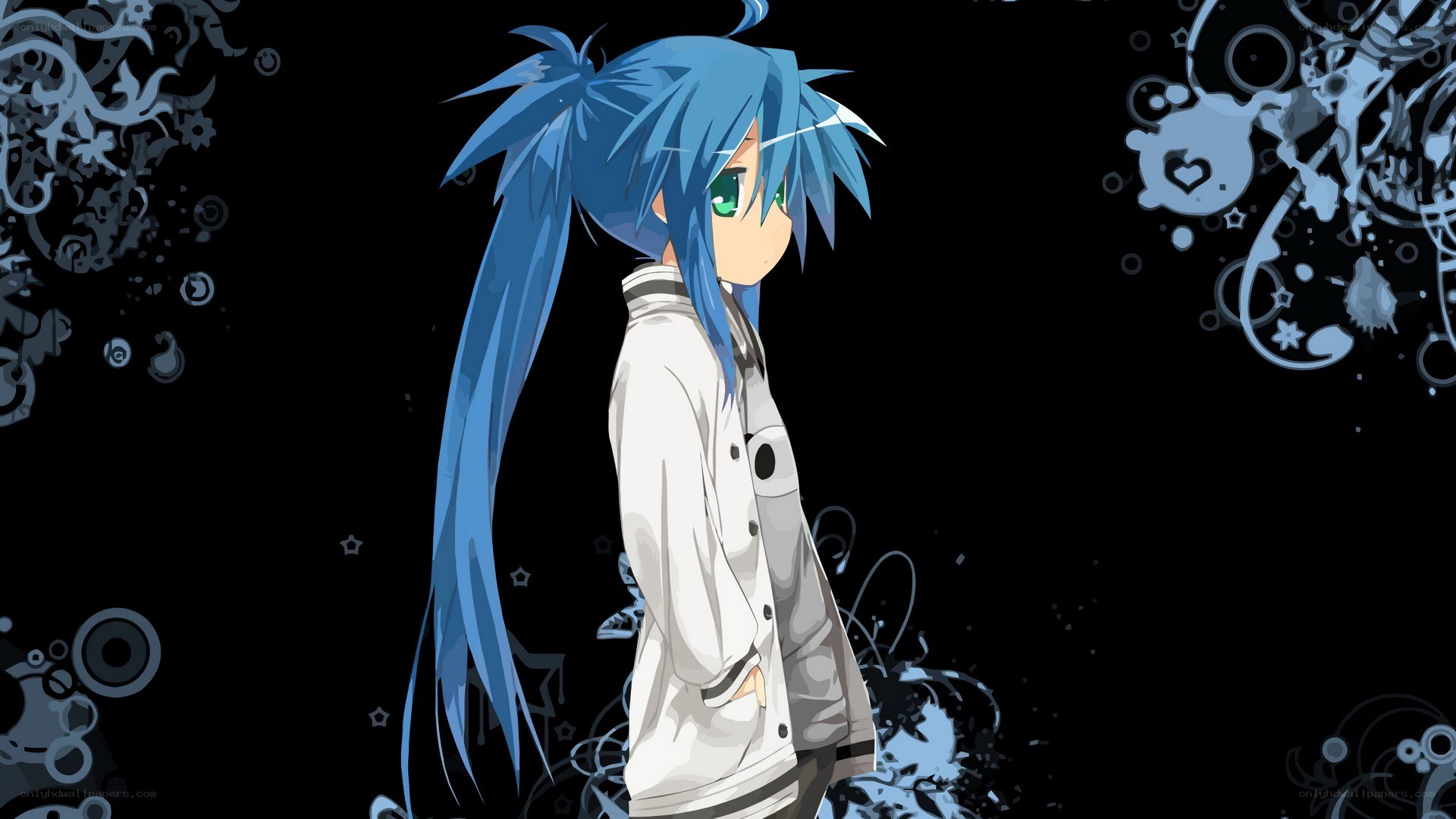 blue-haired anime character