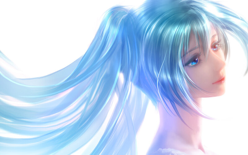 blue-haired anime character
