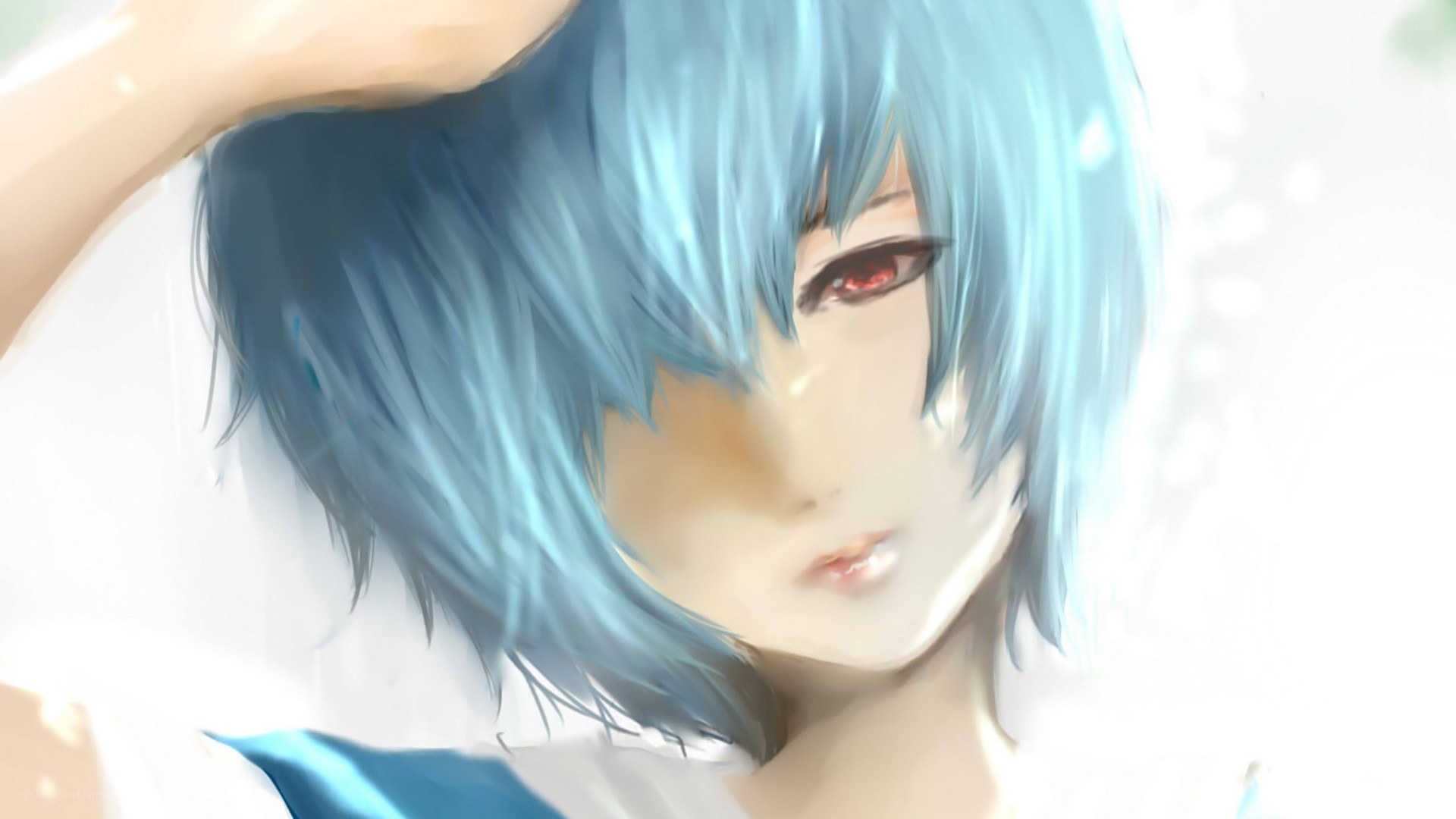 blue-haired anime character