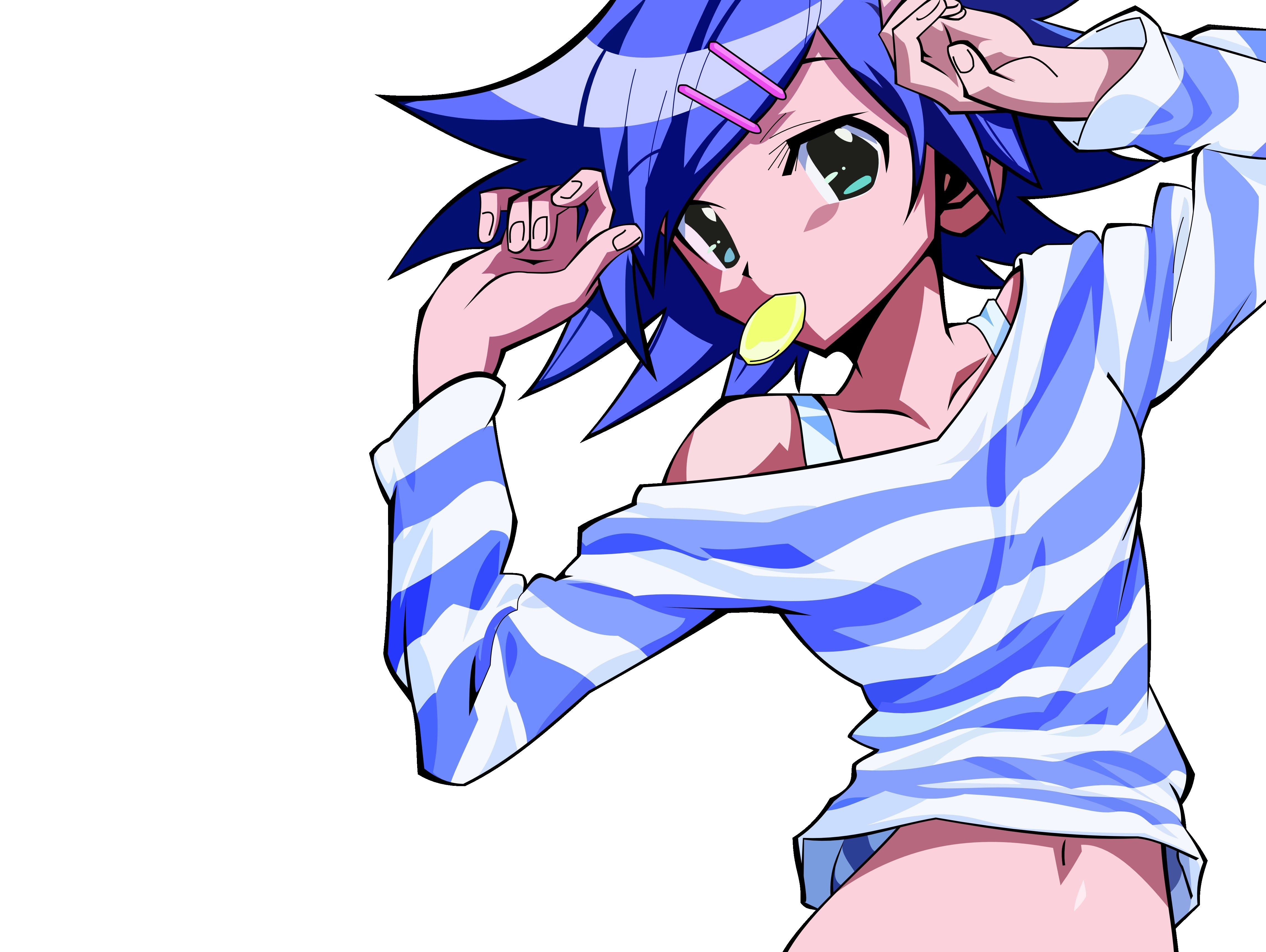 blue-haired anime character