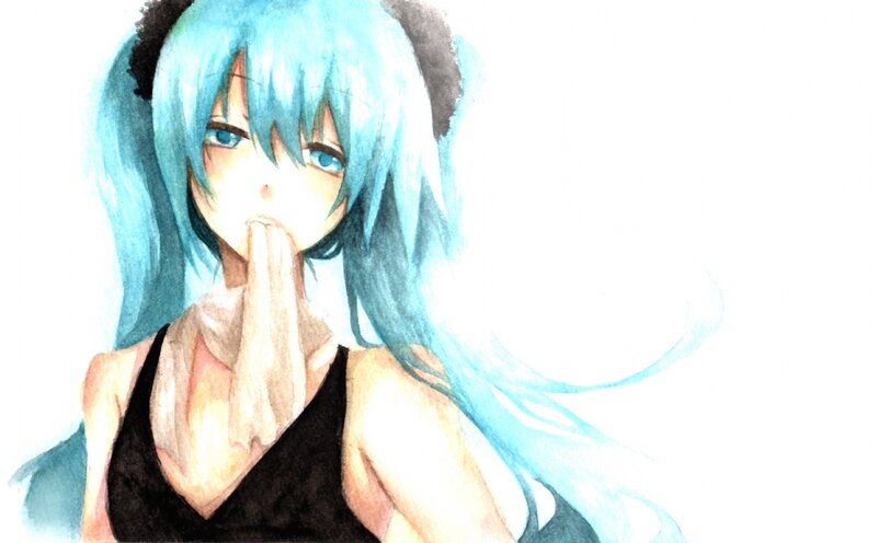 blue-haired anime character