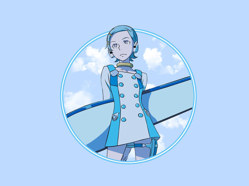 blue-haired anime character