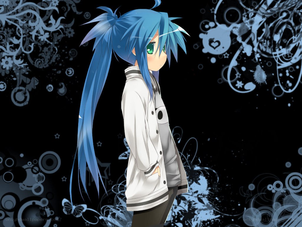 blue-haired anime character