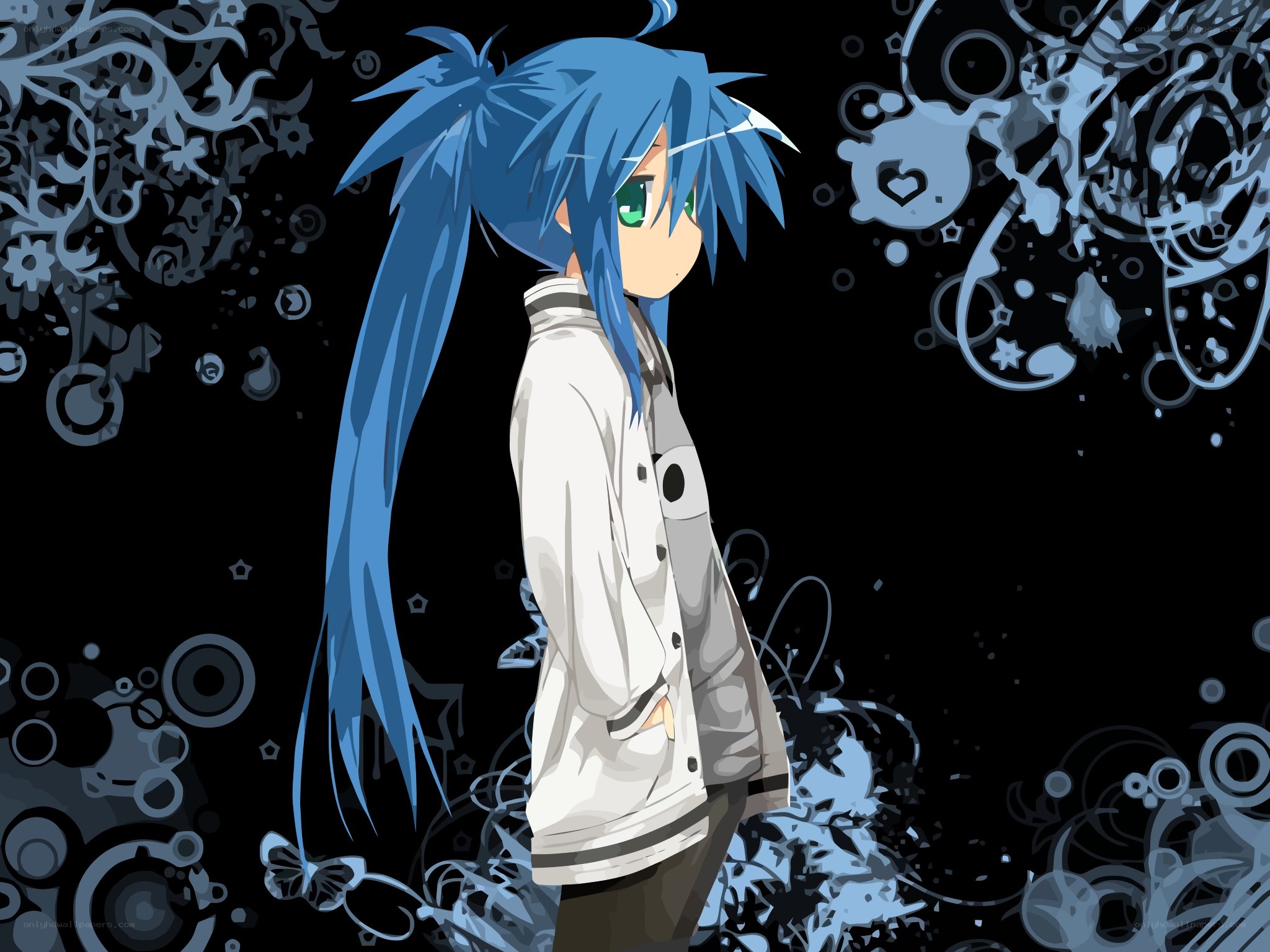 blue-haired anime character