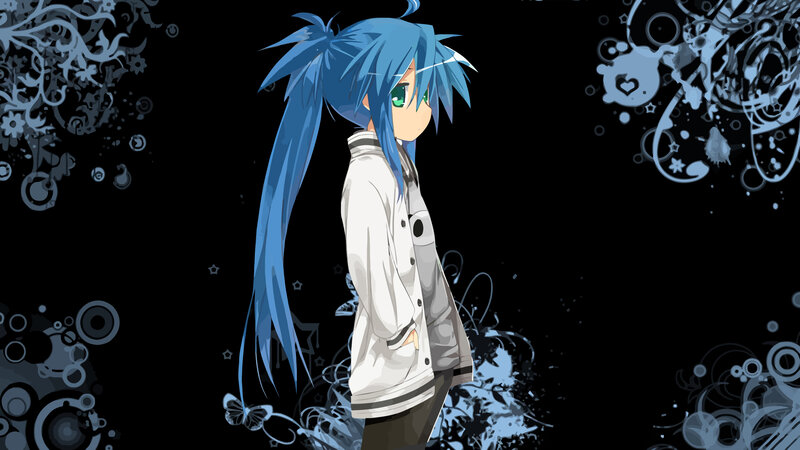 blue-haired anime character