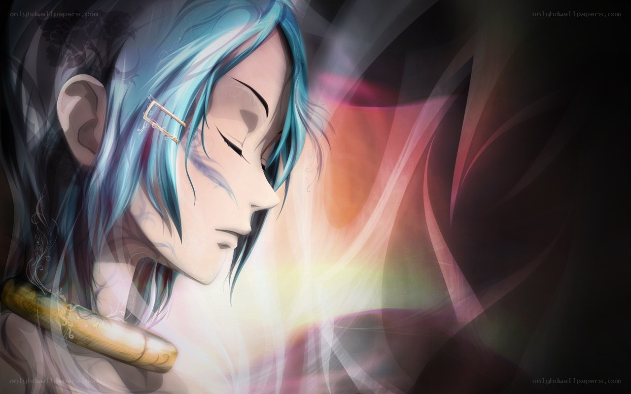 blue-haired anime character