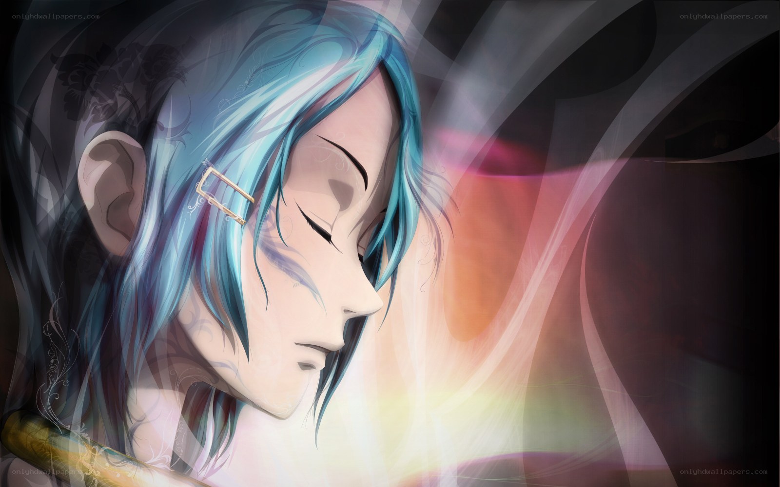 blue-haired anime character