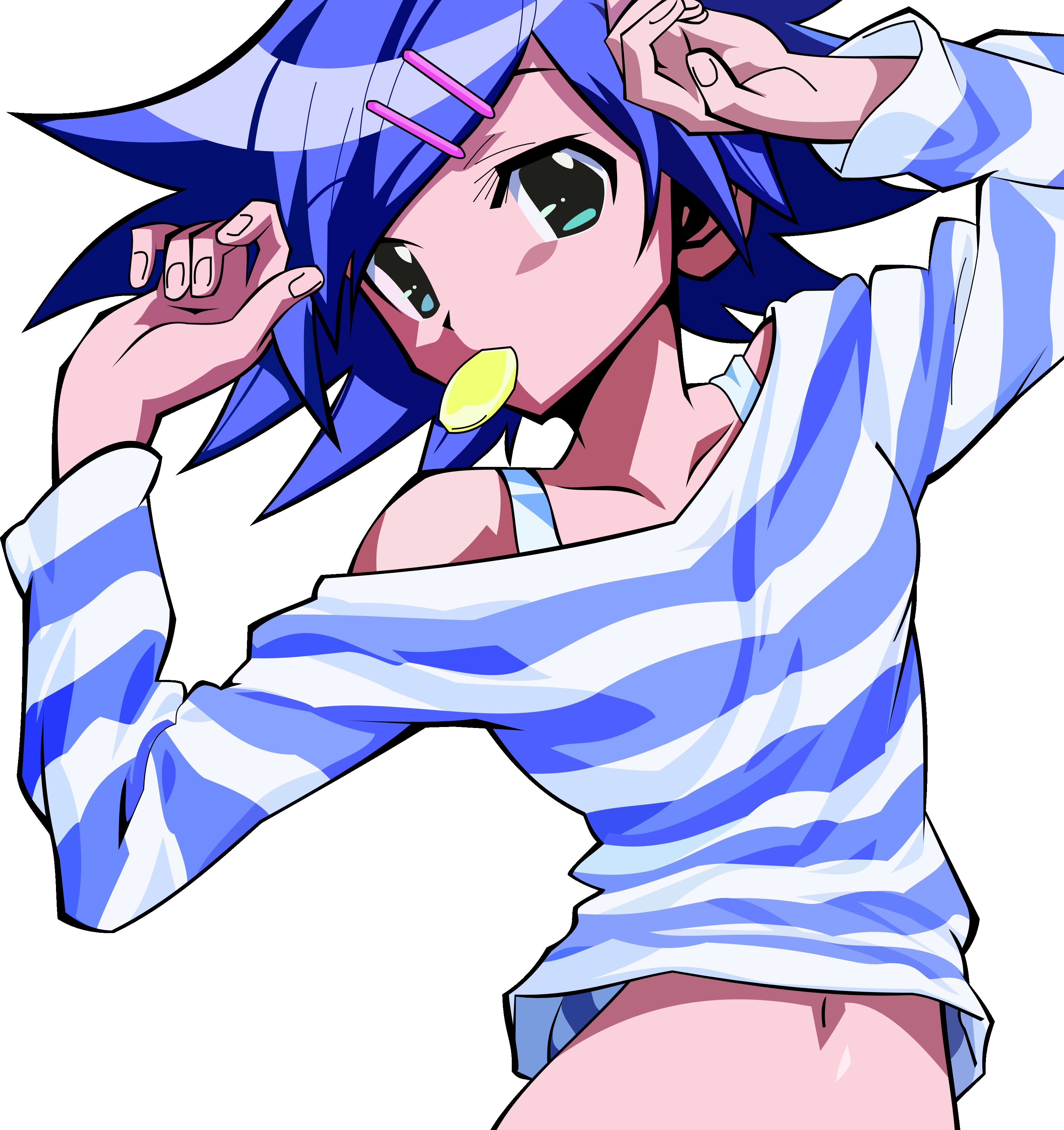 blue-haired anime character
