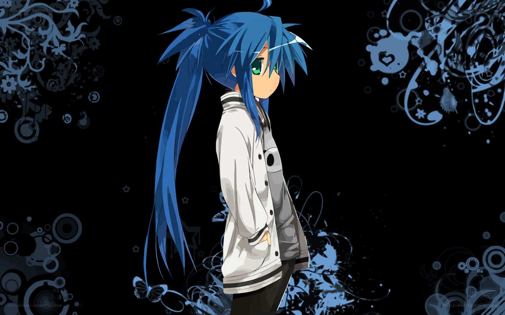 blue-haired anime character