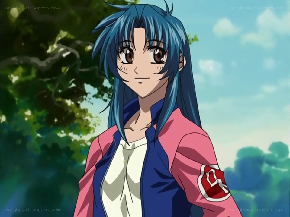 blue-haired anime character