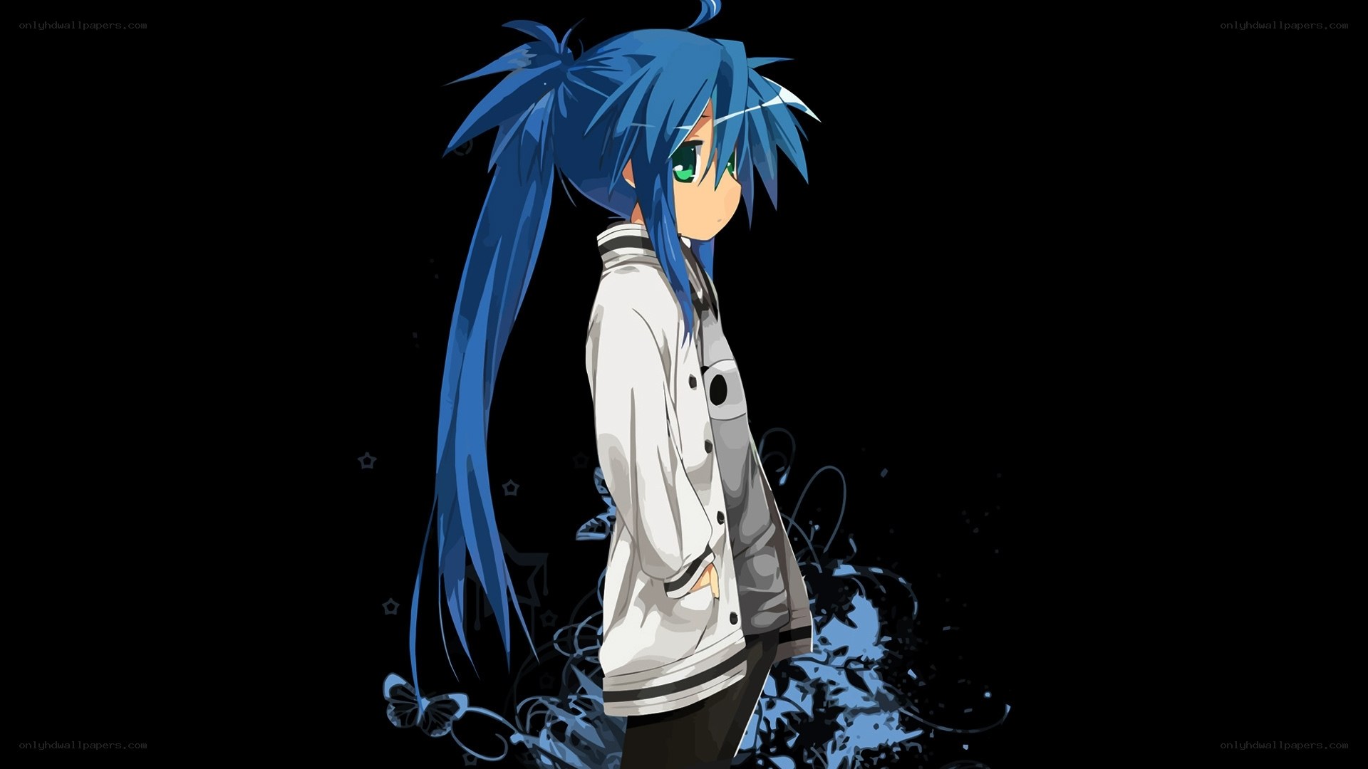 blue-haired anime character