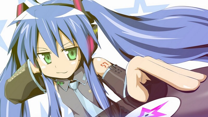 blue-haired anime character