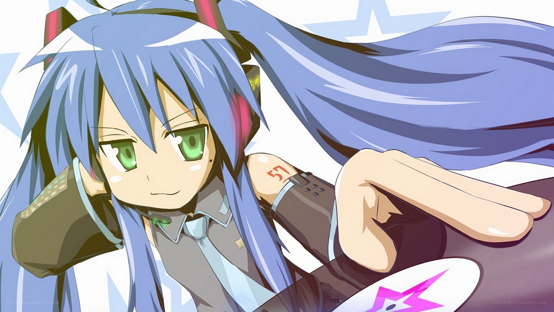 blue-haired anime character