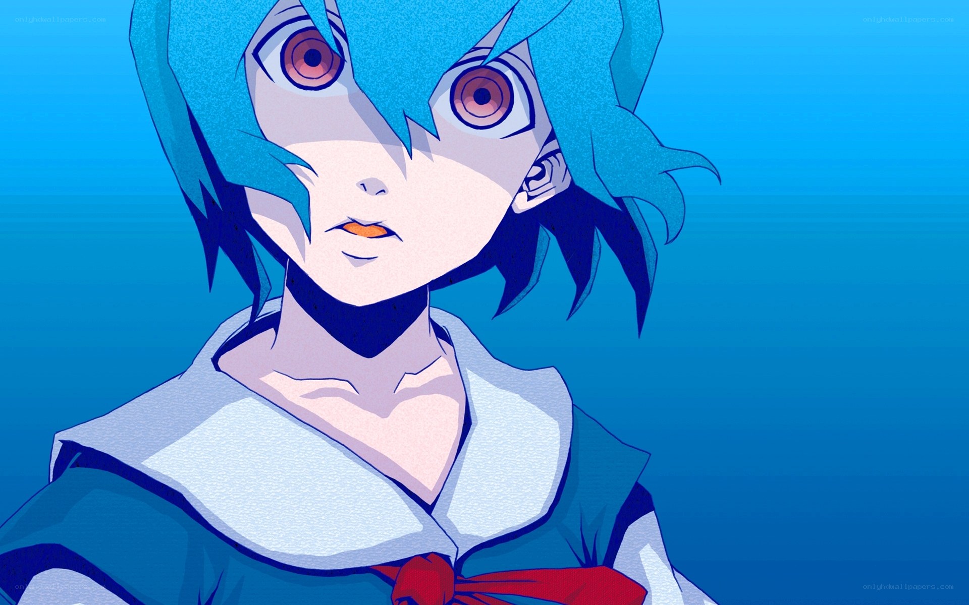 blue-haired anime character