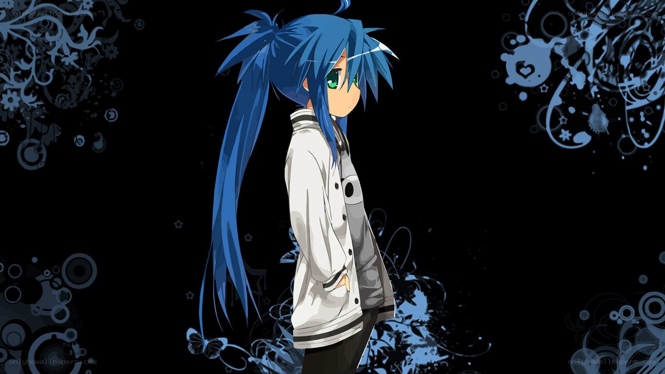 blue-haired anime character