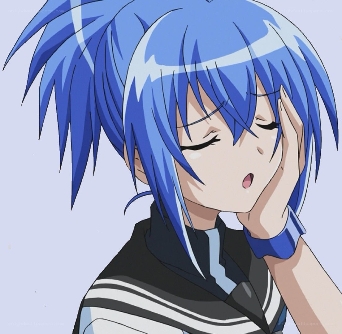 blue-haired anime character