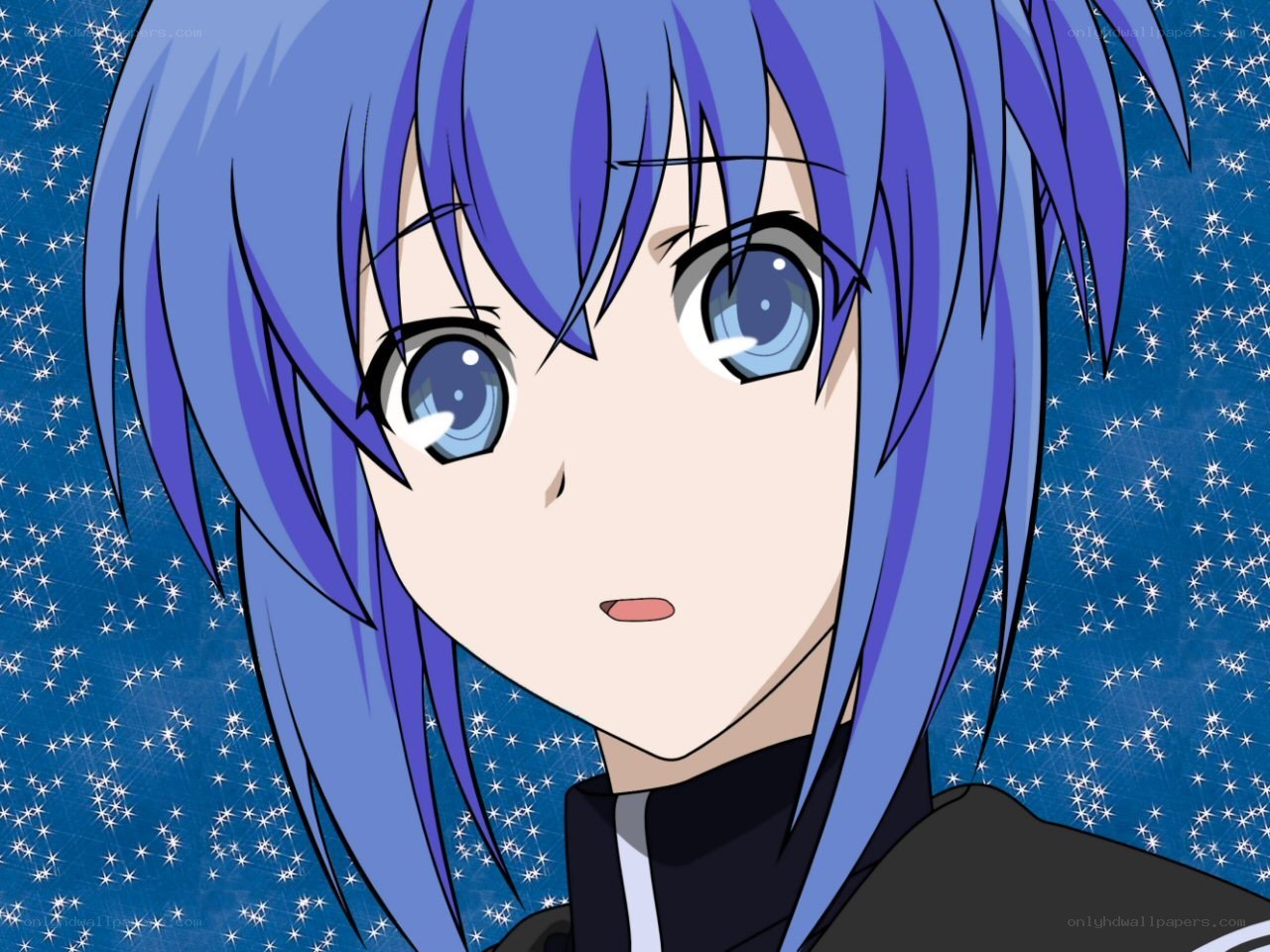 blue-haired anime character