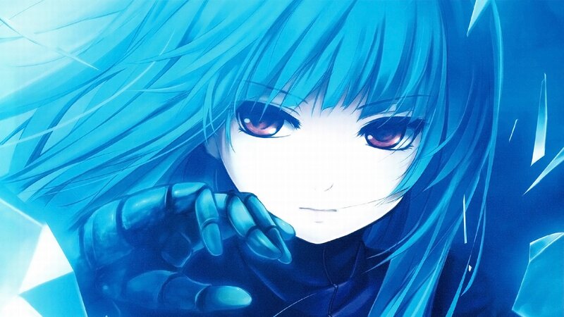 blue-haired anime character