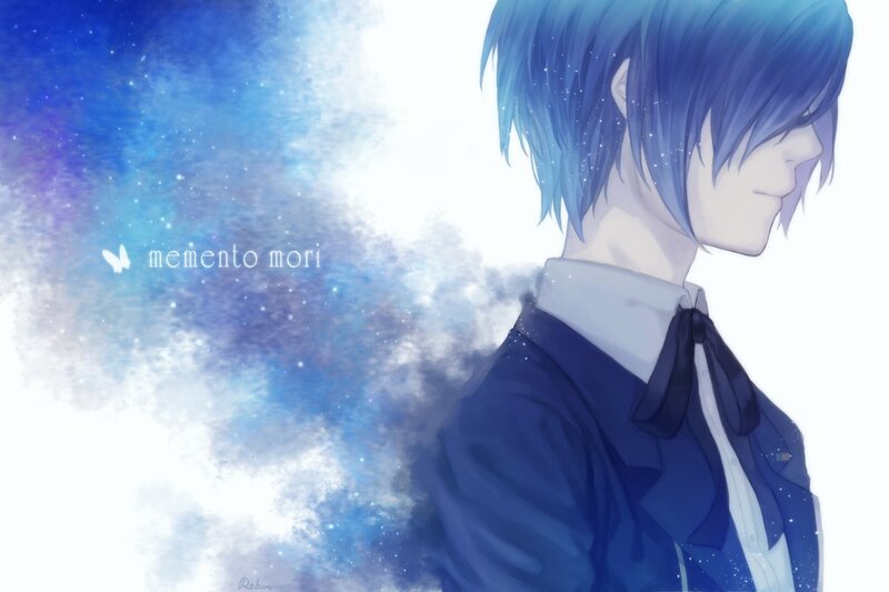 blue-haired anime character