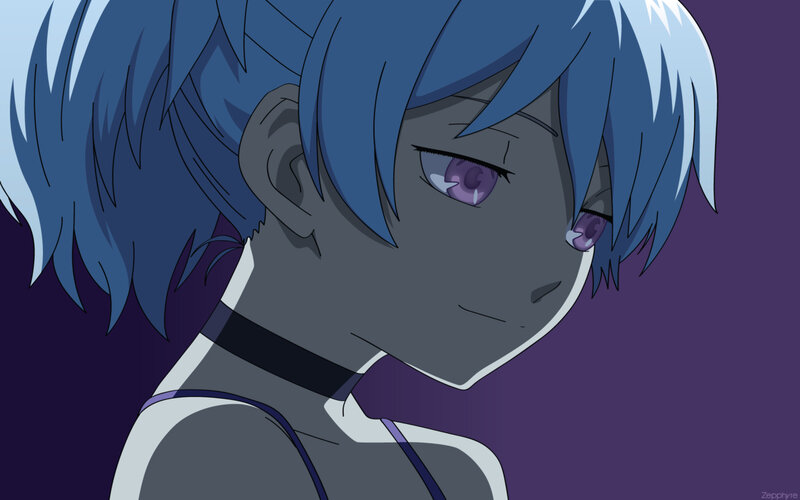 blue-haired anime character