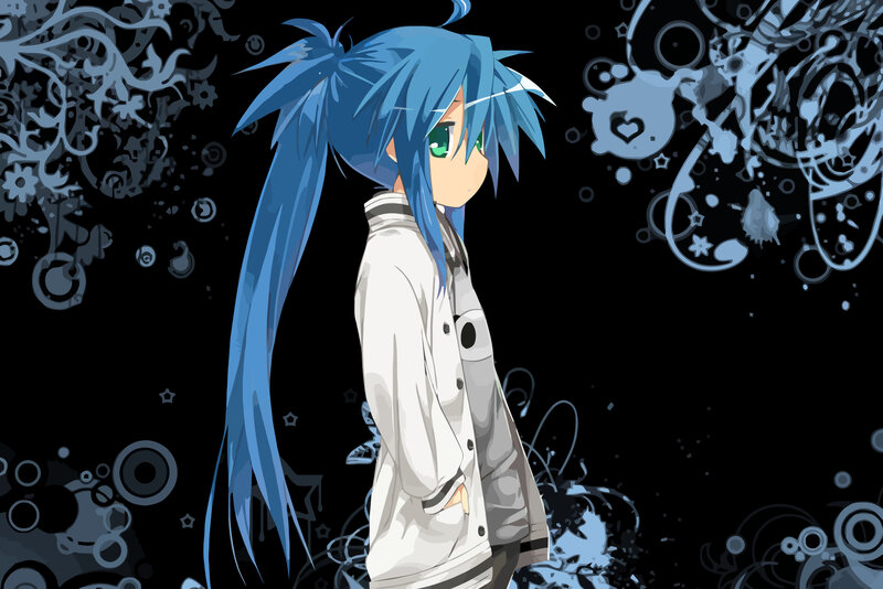 blue-haired anime character