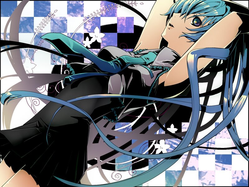 blue-haired anime character artwork