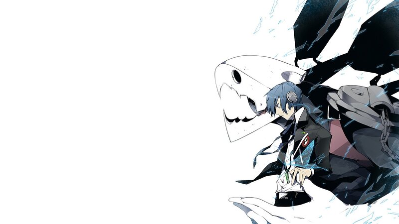 Blue-haired Anime Character — Black, Dramatic, Mask