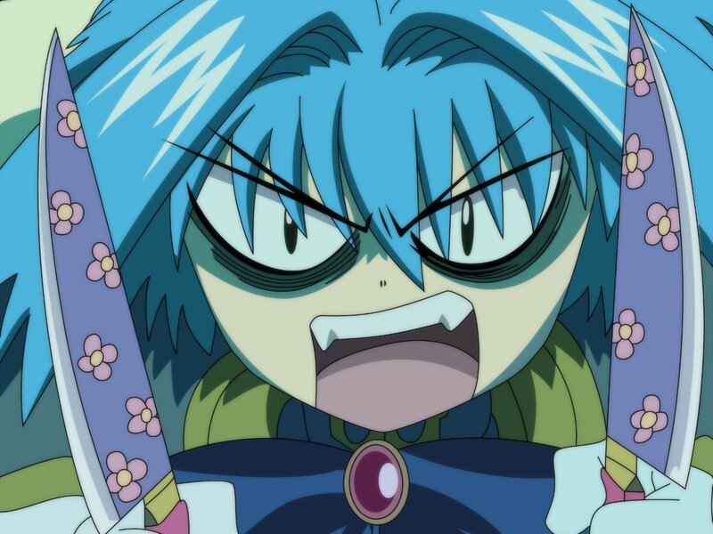 Blue-haired Anime Character — Blue, Angry