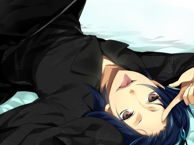Blue-haired Anime Character — Blue, Calm, Black Jacket