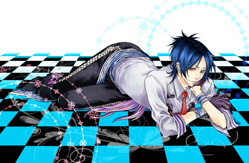 Blue-haired Anime Character — Blue, Calm, Checkered Floor