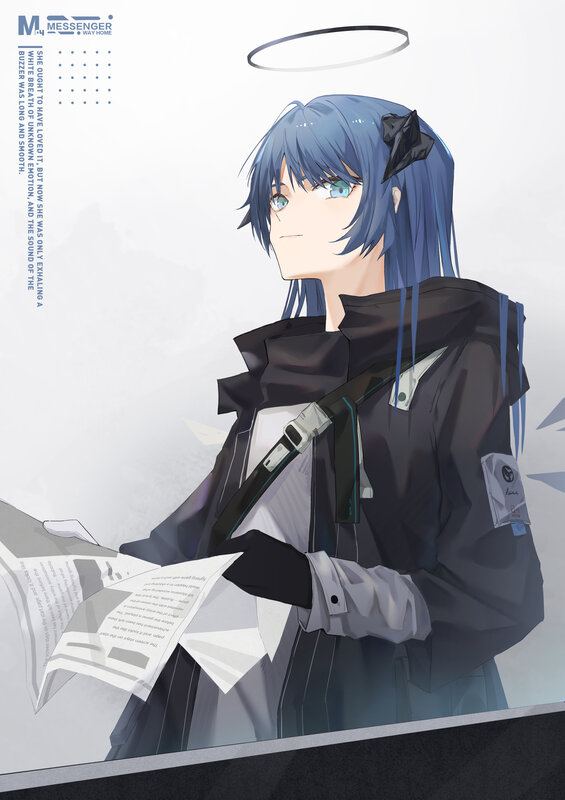 Blue-haired Anime Character — Blue, Calm, Digital Art, Angel Halo