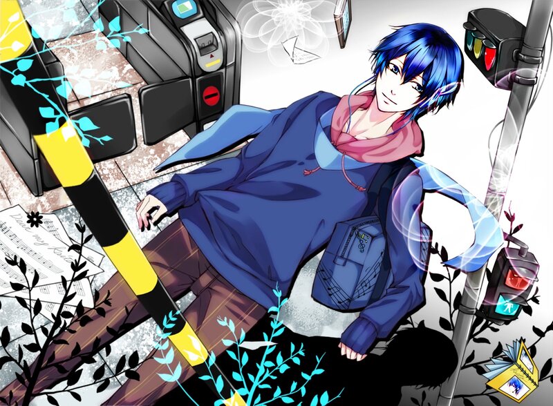 Blue-haired Anime Character — Blue, Calm, Music Notes