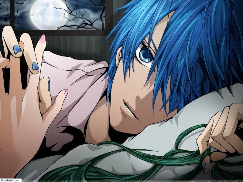 Blue-haired Anime Character — Blue, Calm, Night, Bed