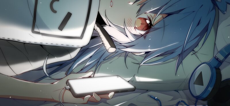 Blue-haired Anime Character — Blue, Calm, Smartphone
