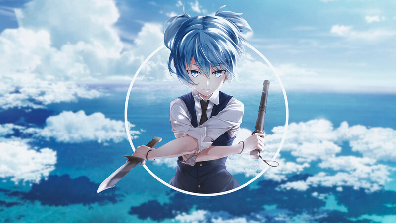 Blue-haired Anime Character — Blue, Dramatic, Afternoon, Knife
