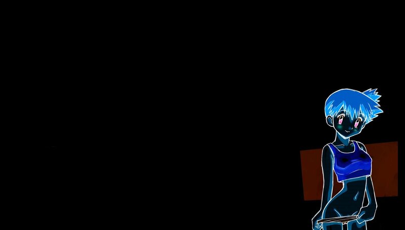 Blue-haired Anime Character — Blue, Dramatic, Anime Art, Black Background
