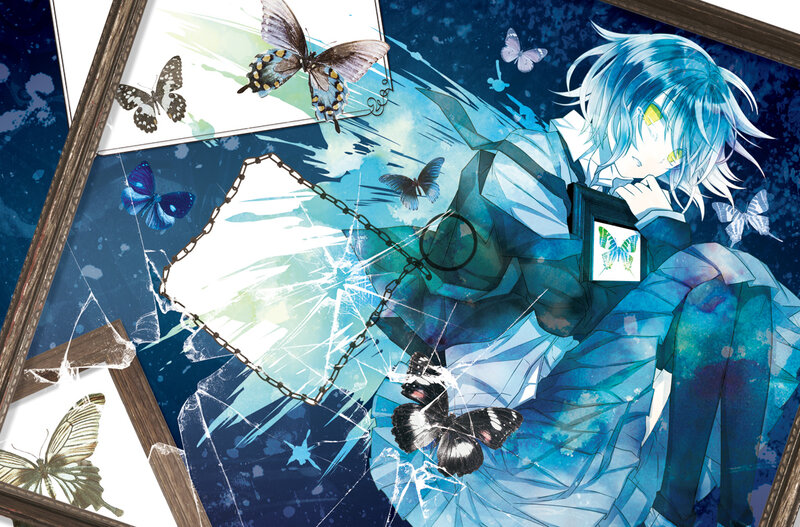 Blue-haired Anime Character — Blue, Dramatic, Butterflies