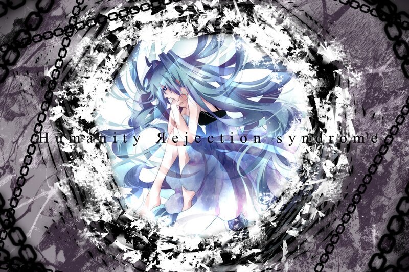 Blue-haired Anime Character — Blue, Dramatic, Digital Art, Chains