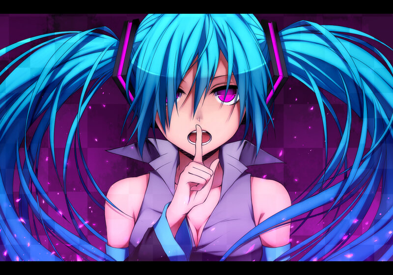 Blue-haired Anime Character — Blue, Dramatic, Digital Art, Headphones, Long Hair
