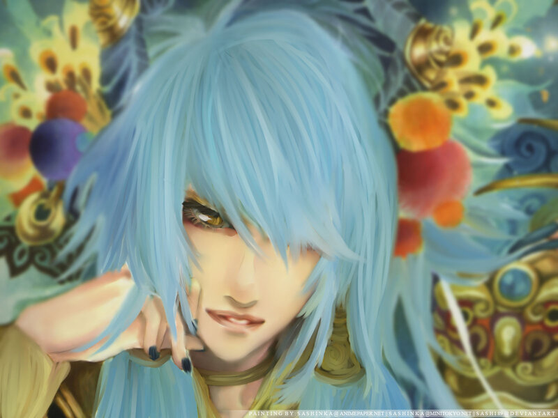 Blue-haired Anime Character — Blue, Dramatic, Digital Art